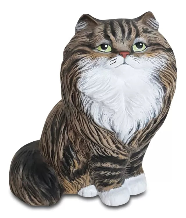 Tierurne Langhaarkatze sitzend, Beispiel nach Foto bemalt