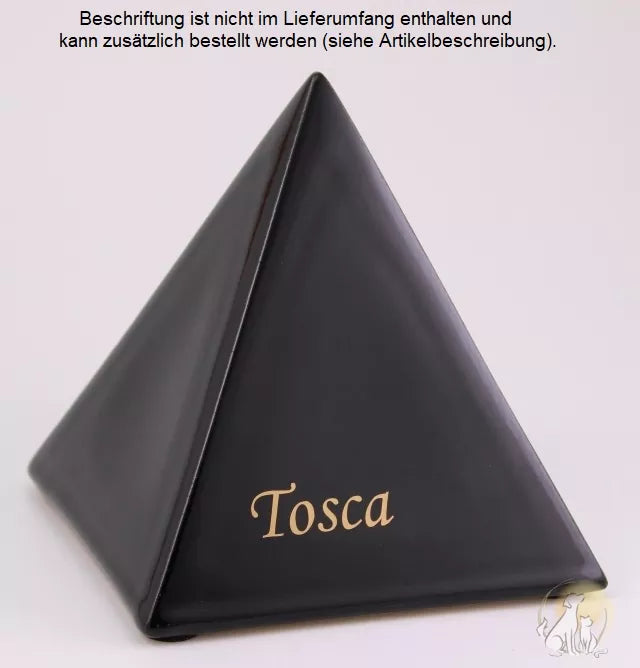 Pyramide schwarz 1,0 Liter, Beispiel Folienbeschriftung Schrift B goldfarben