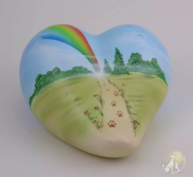Künstler-Tierurne Herz Regenbogenweg 0,7 Liter