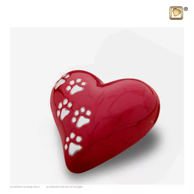 Messingurne Herz mit Tatzen rot 005 Lier