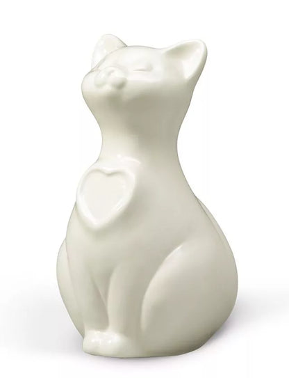 Katzenurne weiß glasiert