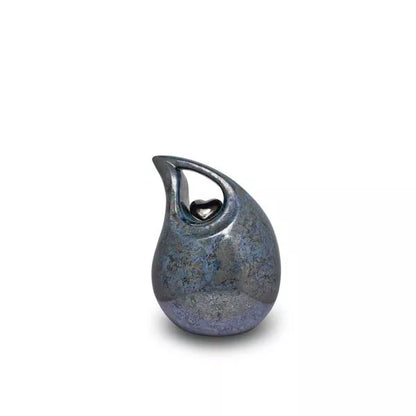 Keramikurne Träne glänzendes Herz blau 0,8 Liter