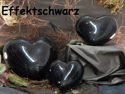 Gesamtübersicht Tierurne Herz aus Keramik, effektschwarz