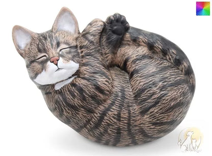Tierurne Katze eingerollt, 0,6 Liter, bemalt nach Fotovorlage