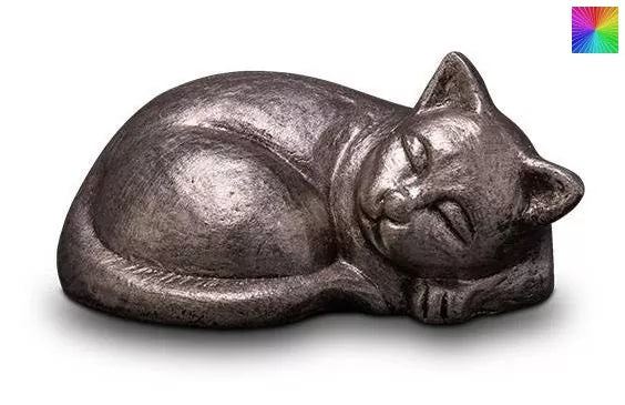 Tierurne schlafende Katze, 0,5 Liter, silberfarben