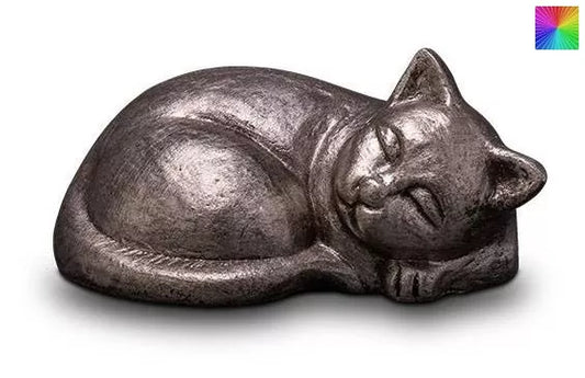 Tierurne schlafende Katze, 0,5 Liter, silberfarben