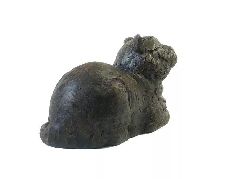 Kunstharzurne liegende Katze Ansicht 3 von hinten