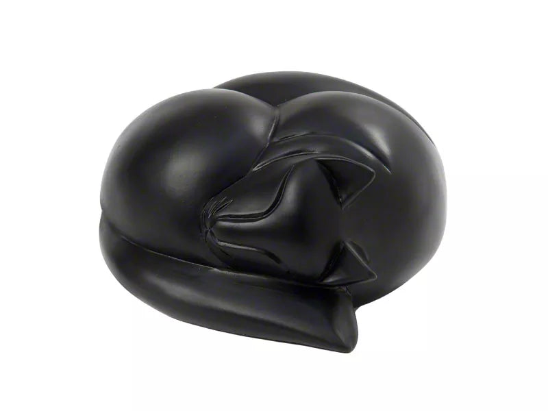 Kunstharzurne schlafende Katze,  Farbe schwarz