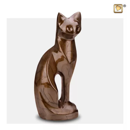 Messingurne Katzenform braun