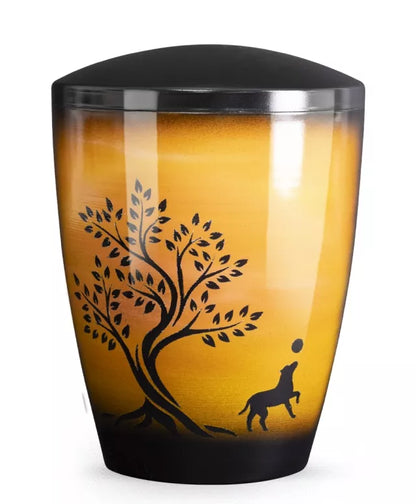 Tierurne Airbrush Hund Baum