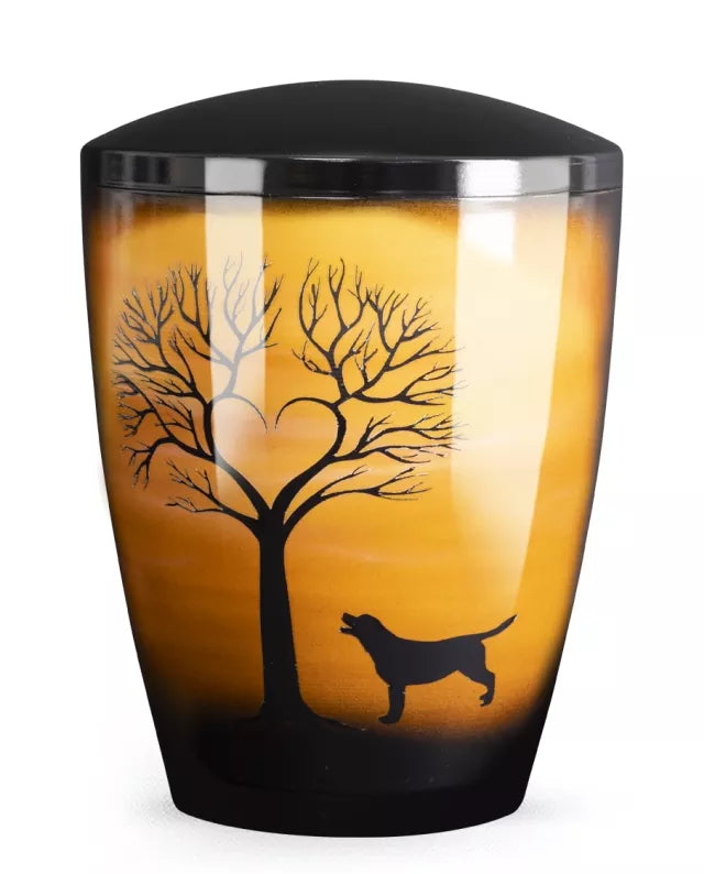 Tierurne Airbrush Hund Herzbaum