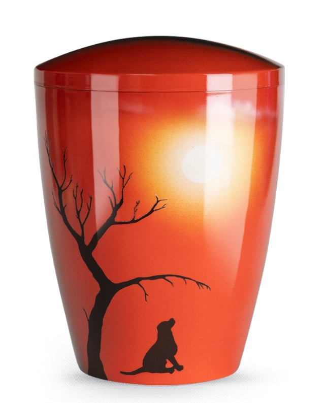 Tierurne Airbrush Hund Sonne
