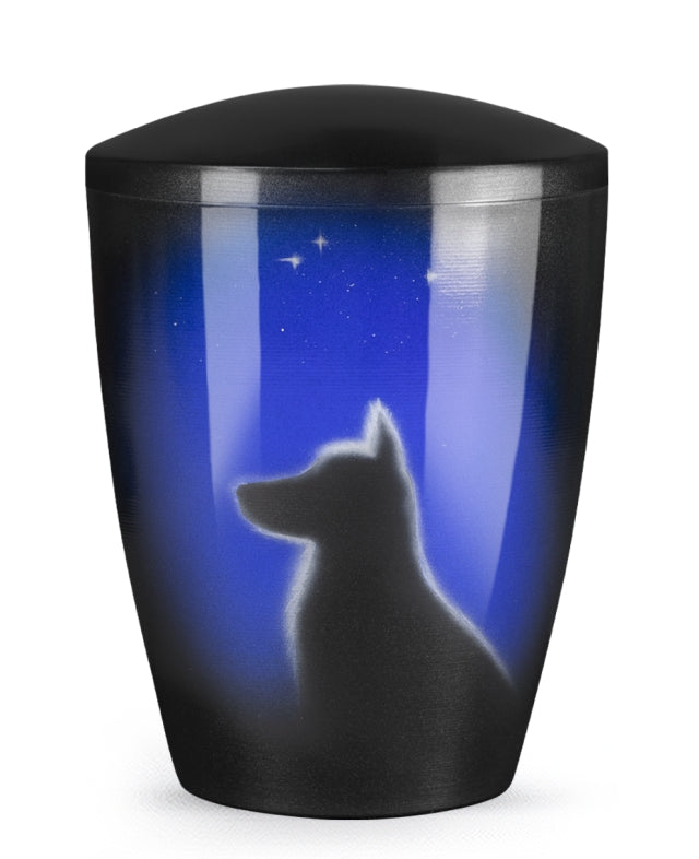 Tierurne Airbrush Hund Sternenhimmel