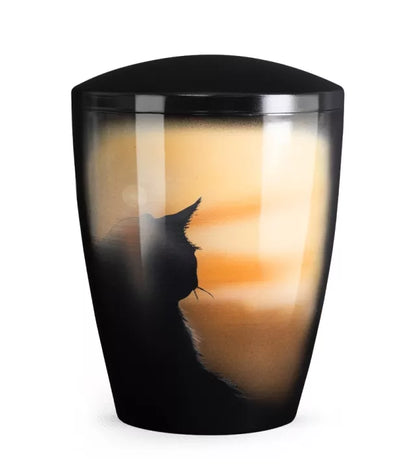 Tierurne Airbrush Katze Silhouette