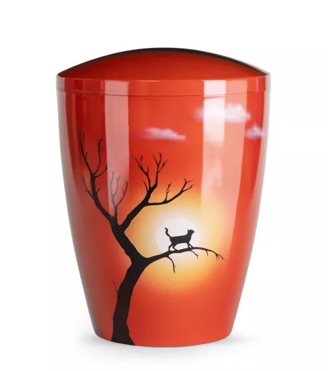 Tierurne Airbrush Katze Sonne
