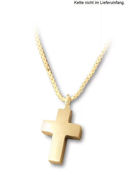 Ascheschmuck klein Kreuz vergoldet
