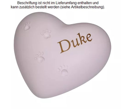 Beispiel Folienbeschriftung Name in goldfarben, Schrift Jeremias auf Herz weiß 0,7 Liter