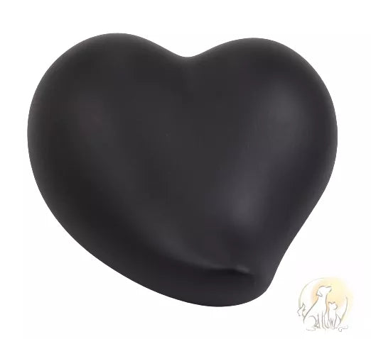Keramiktierurne Herz 0,7 Liter unifarben bemalt schwarz