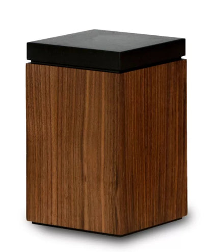 Holztierurne in Blockform Nussbaum ohne Motiv