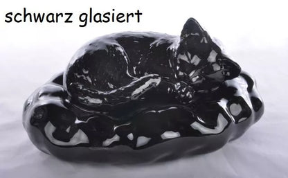 Katze auf Wolke/Kissen, Ausführung: schwarz glasiert