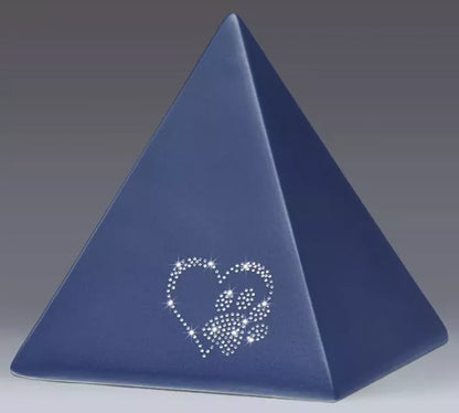 Keramikpyramide Herz-Pfote-Kristall saphirblau-matt