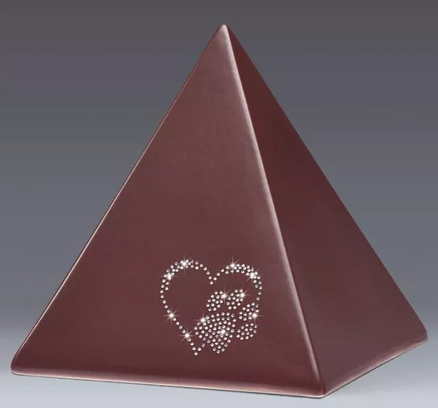 Keramikpyramide Herz-Pfote-Kristall bordeaux-matt
