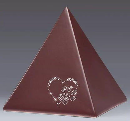 Keramikpyramide Herz-Pfote-Kristall bordeaux-matt