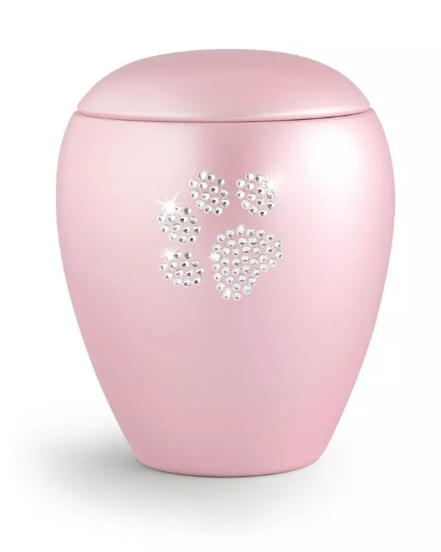 Keramikurne Kristall-Pfote rosé