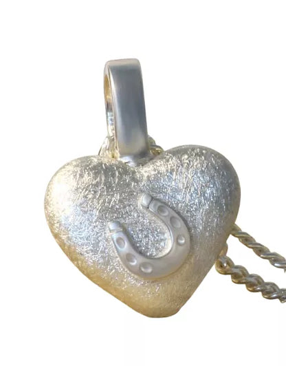 Ascheschmuck-Herzkette „Emmi“ mit Hufeisen-Motiv aus 925er Sterling-Silber