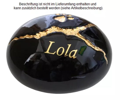 Beispiel einer Folienbeschriftung mit Namen in goldfarben, Schriftart Jeremias
