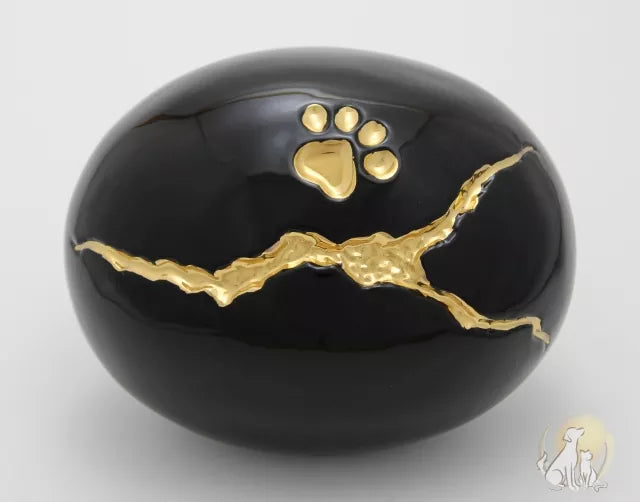 Kintsugi Tierurne schwarz Ansicht von oben