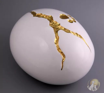 Kintsugi Tierurne weiß Ansicht oberhalb