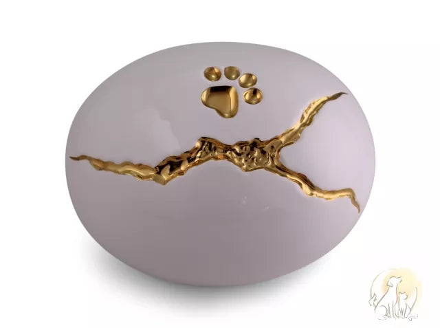 Kintsugi Tierurne weiß Ansicht von oben
