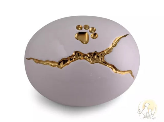 Kintsugi Tierurne weiß Ansicht von oben