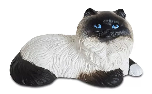 Tierurne Langhaarkatze liegend, Beispiel nach Foto bemalt