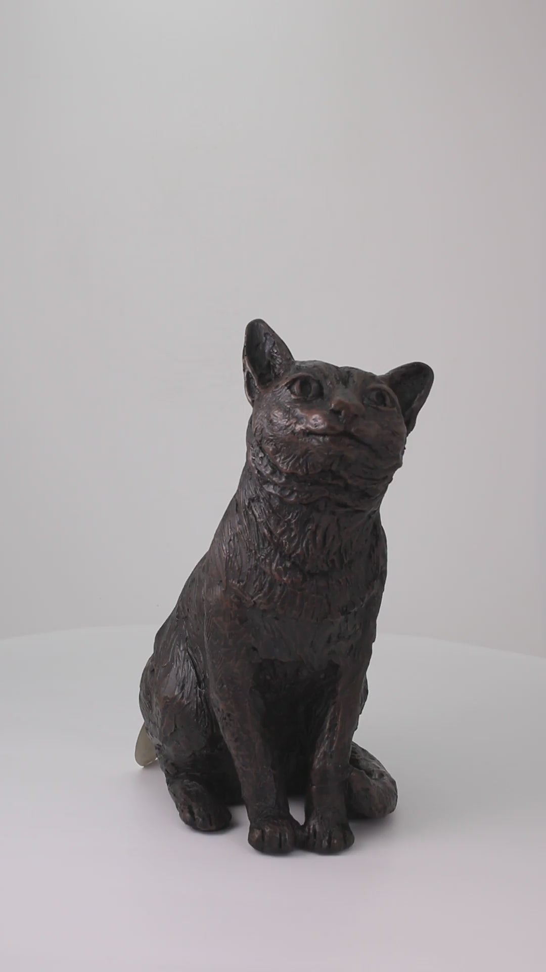 Sitzende Katzenurne aus Kunstharz in antik Bronze im Produktvideo