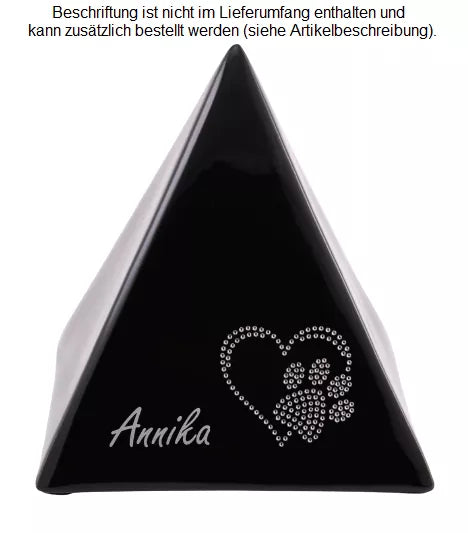 Pyramide 2,5 Liter schwarz, Beispiel Folienbeschriftung Schrift Minka silberfarben