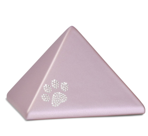 Keramikurne Pyramide Kristall-Pfote rosé