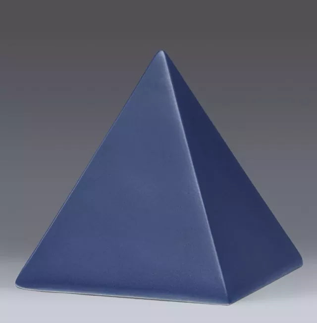 Pyramide-Tierurne saphirblau glasiert mit matter Oberfläche