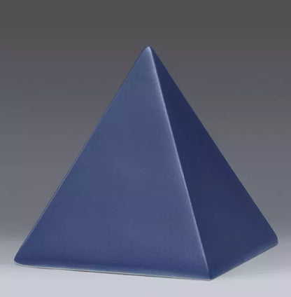 Pyramide-Tierurne saphirblau glasiert mit matter Oberfläche