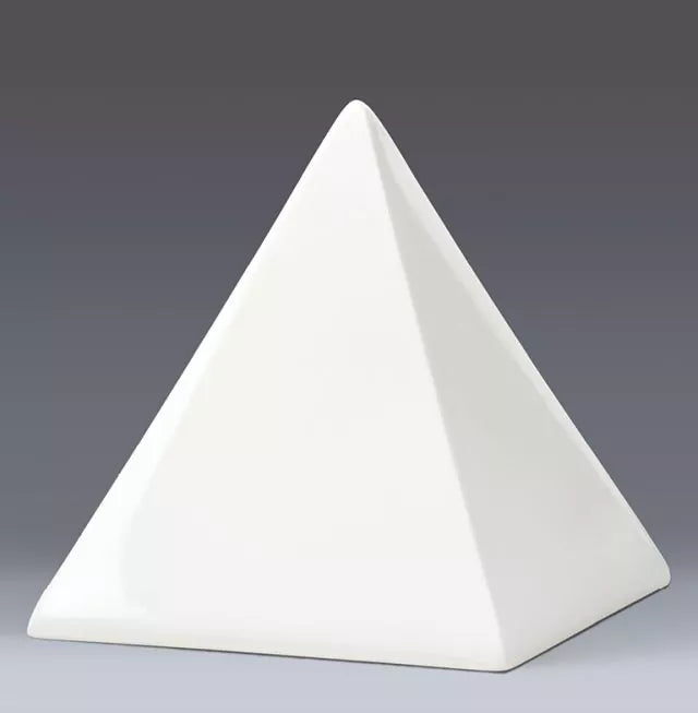Pyramide-Tierurne weiß glasiert mit glänzender Oberfläche