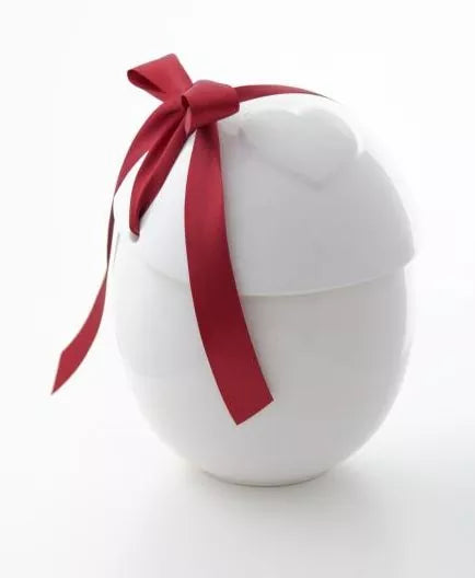 Tierurne Anjo mit weinrotem Band und Deckelmotiv Herz