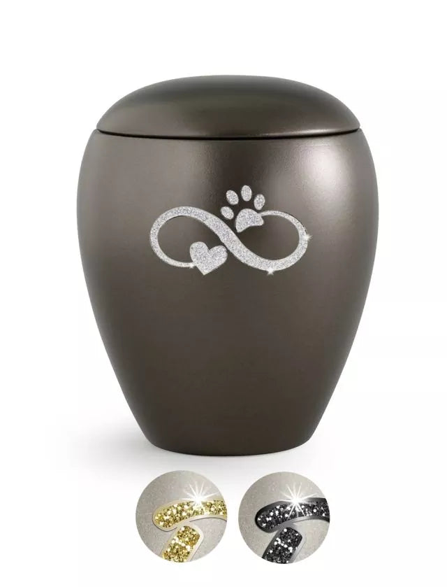 Tierurne Sparkling chokolat Infinity-Motiv silberfarben