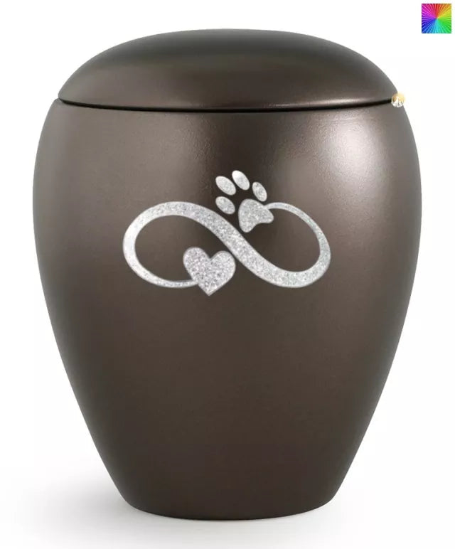 Tierurne Sparkling chokolat Infinity-Motiv silberfarben