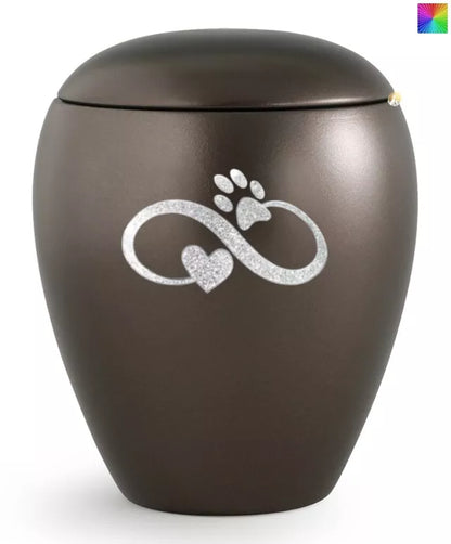 Tierurne Sparkling chokolat Infinity-Motiv silberfarben