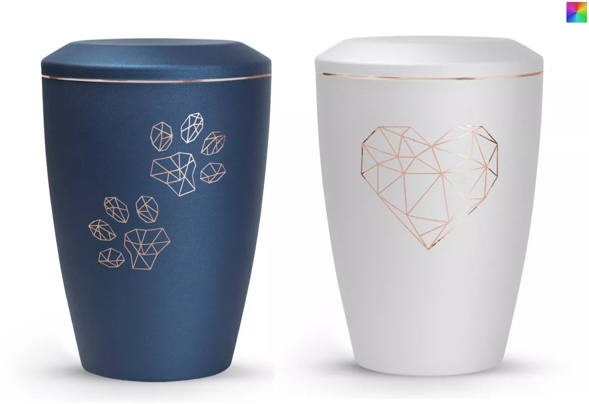 Tierurne Edition Karat Navy mit Motiv Pfoten, weiß mit Motiv Herz