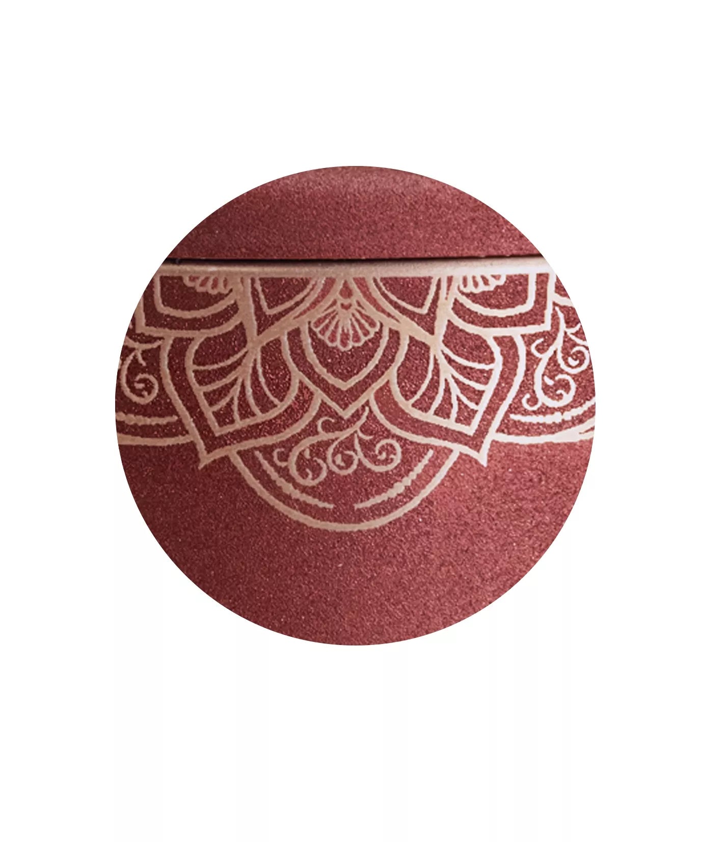 Tierurne Mandala rubin, Detailansicht Mandala-Motiv