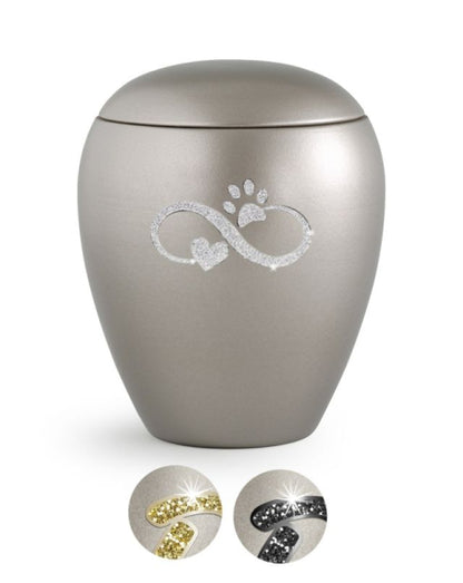Tierurne Sparkling fume Infinity-Motiv silberfarben
