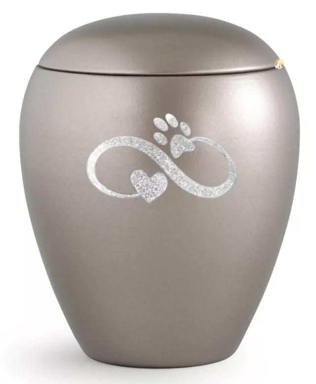Tierurne Sparkling fume Infinity-Motiv silberfarben