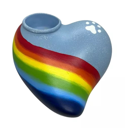 Tierurne Herz Regenbogen 0,6 Liter Gedenklicht links